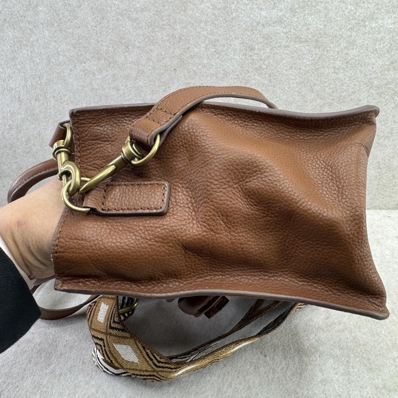 Lucky Brand Satchel Womens Small Brown Pebbled Leather Detachable Strap